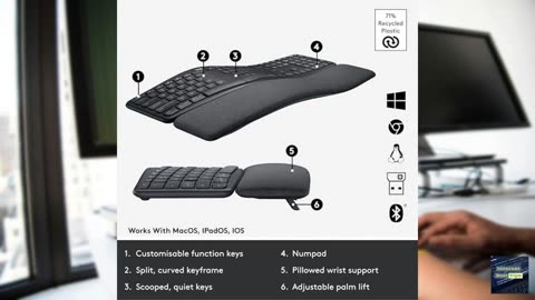 Logitech ERGO K860 Wireless Ergonomic Qwerty Keyboard