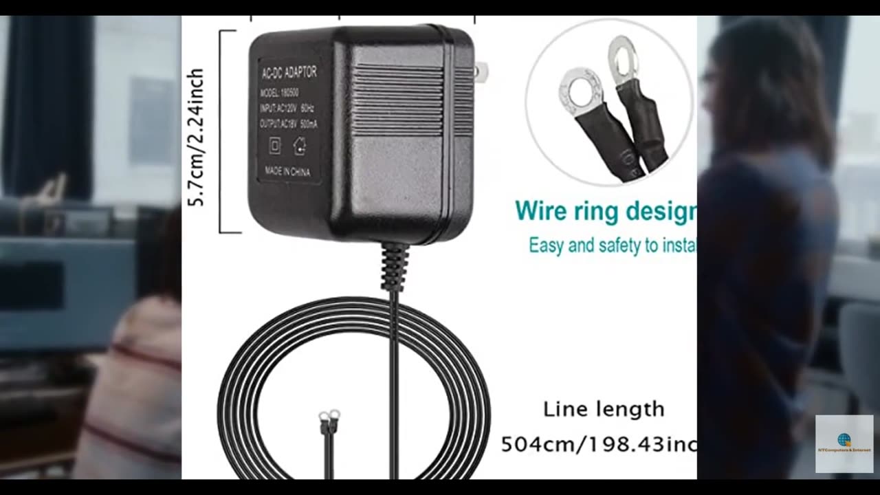 16ft/5m 18V 500mA Plug in Doorbell Transformer Power Adapter Supply Cord for Vid
