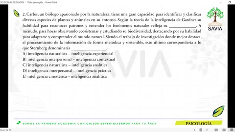 SAVIA REPASO 2025 - 2 | Semana 09 | Psicología