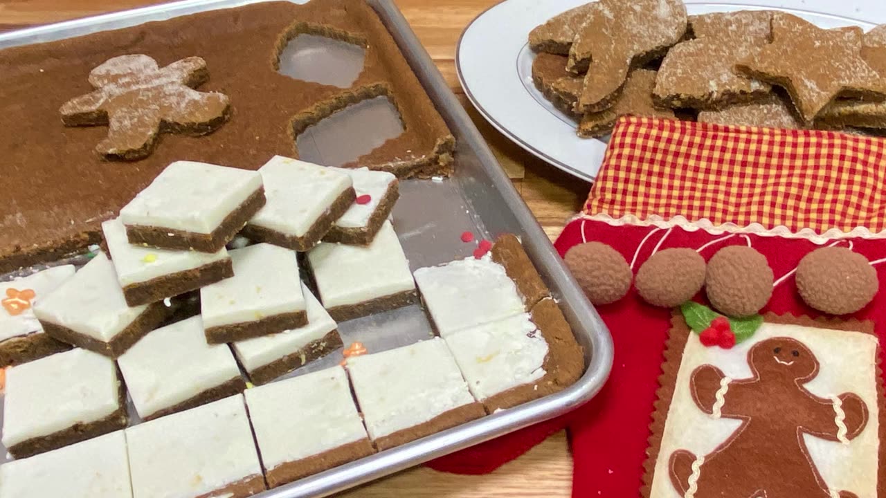 Easy Gingerbread Bars🎄Lemon-Frosted & Sugar Sprinkled!