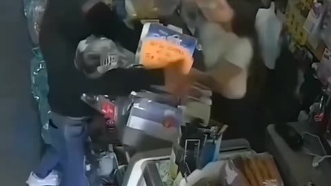 Victim tap dances on the top of a robbers head