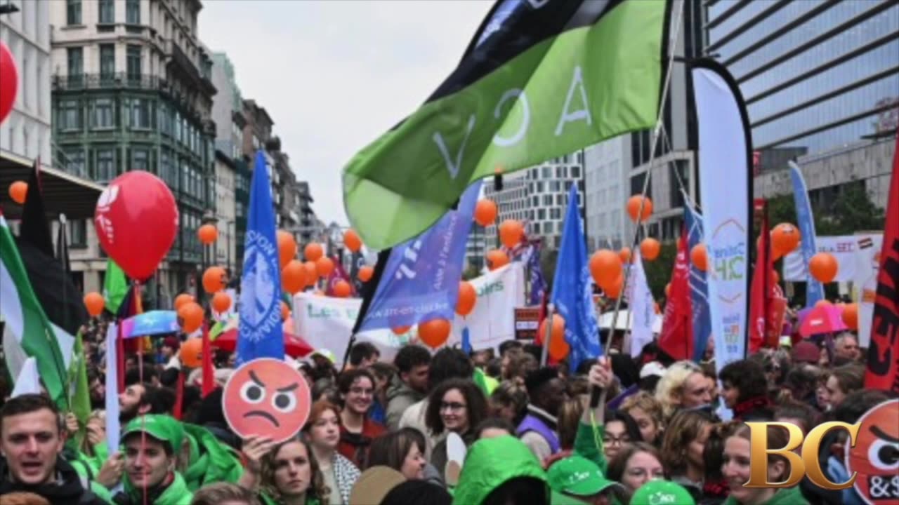 Police fire tear gas at Brussels protest against austerity measures