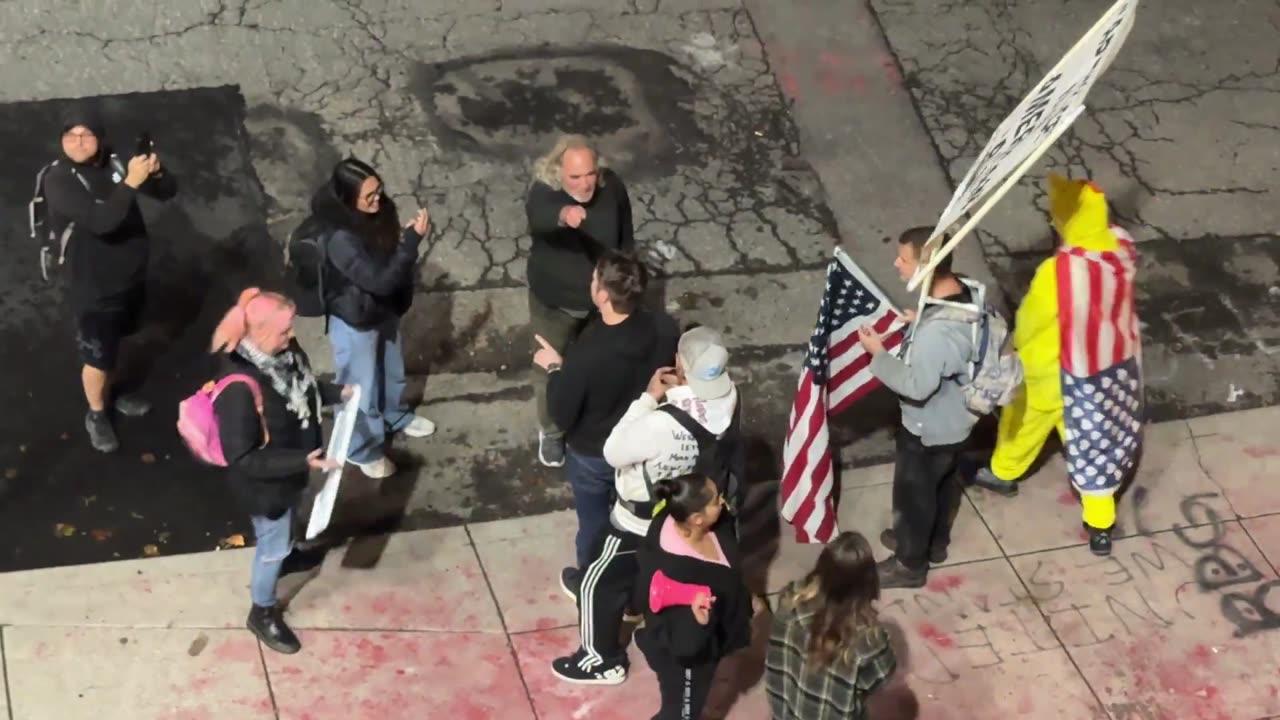 Verbal scuffles on the verge of getting physical here at the ICE building in Portland,