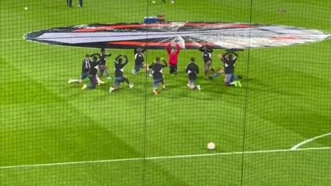 Feyenoord players pre-match warm-up