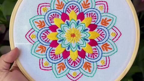 "Holi Mandala Thread Art 🌈 | Colorful Hand Embroidery Tutorial for Beginners | Relaxing DIY Craft"
