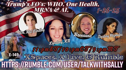 Trumps EO's: WHO, One Health, MRNA & AI. 1-26-25 (11:pmET/10:pmCT/9:pmMT)