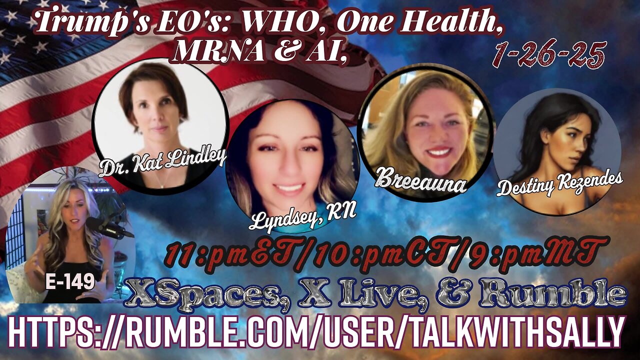 Trumps EO's: WHO, One Health, MRNA & AI. 1-26-25 (11:pmET/10:pmCT/9:pmMT)