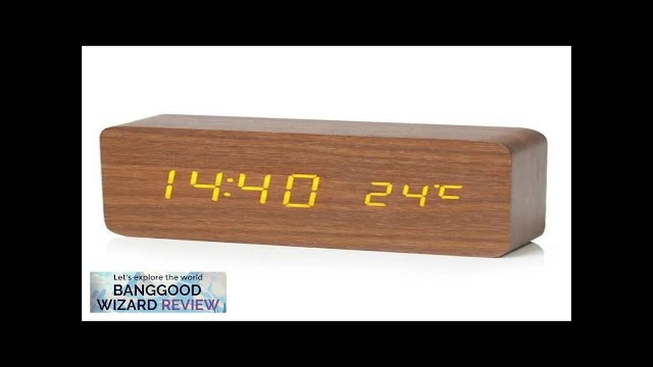 LED Electronic Wooden Alarm Clock Time Temperature Display USB + Battery Dual Review