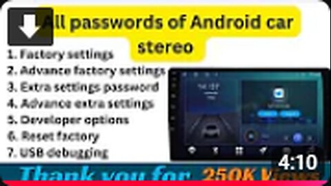 All password of Android car stereo T3L - Factory settings - Reset factory - Deve