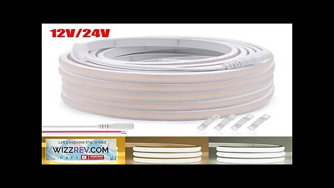 DC 12V 24V COB LED Strip Neon Light Dimmable 320LED/m Flexible Silicone Review