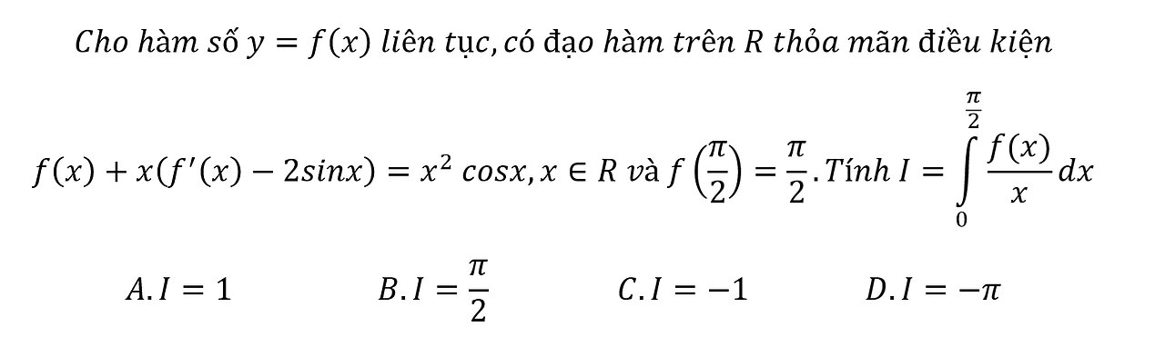 Cho hàm số y=f(x) liên tục,có đạo hàm trên R thỏa mãn điều kiện f(x)+x(f'(x)-2sinx)