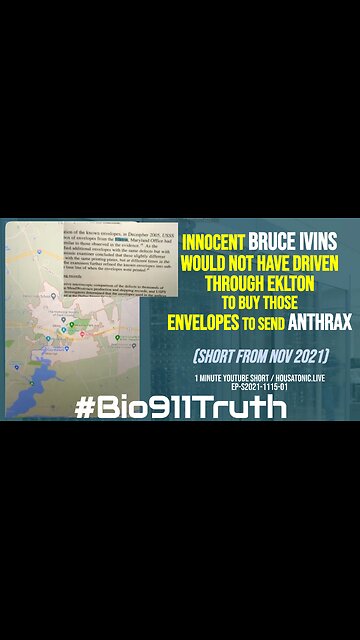 Iinnocent Bruce Ivins wouldn’t have driven through Eklton to buy those envelopes to send anthrax