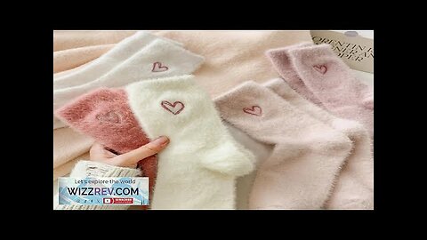 Thickened Middle Tube Socks Mink Fur Pink Embroidered Heart-shaped Women Autumn Winter Review