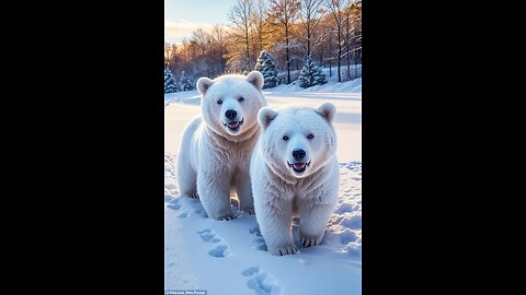 White bears enjoying in Snow ♥️🌨 ♥️