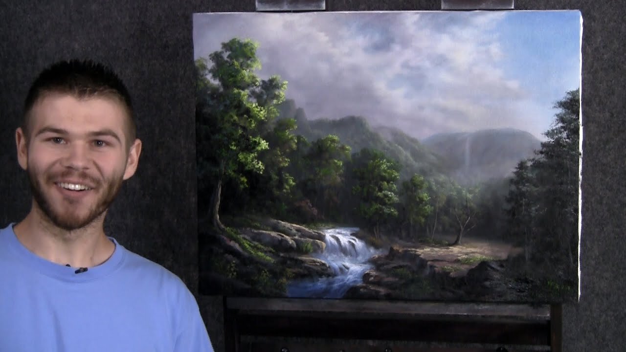 Paint with Kevin Hill - Distant Valley Waterfall