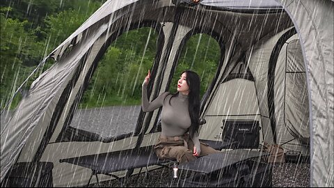 ☔️CAMPING IN HEAVY RAIN WITH A NEW CAR TENT