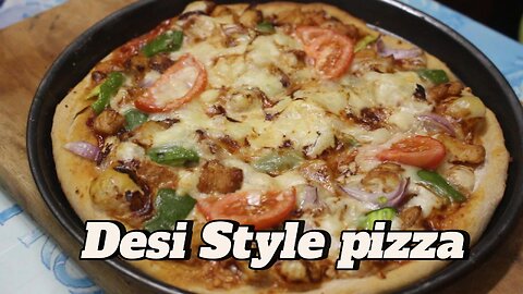 Desi style pizza | Easy home made pizza recipe | Village style pizza