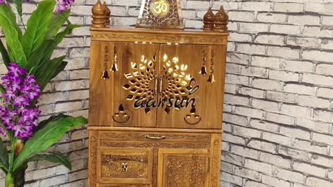 Handcrafted Teak Wood Temple Design | Luxury Wooden Mandir for Home & Office |