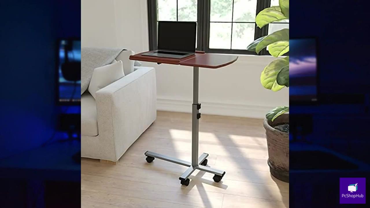 Flash Furniture Dunbar Angle and Height Adjustable Mobile Laptop Computer Table with Cherry Top