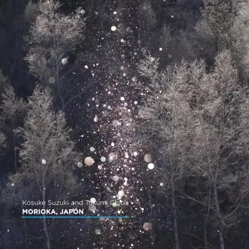 Stunning diamond dust phenomenon in Yabukawa, Morioka city, Japan.