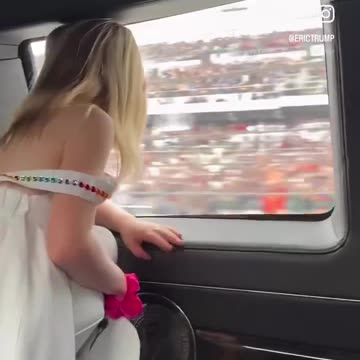 View from inside The Beast with President Trump and his granddaughter at the Daytona 500