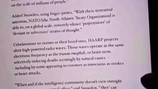 Snowden warned us of the HAARP Genocide Agenda