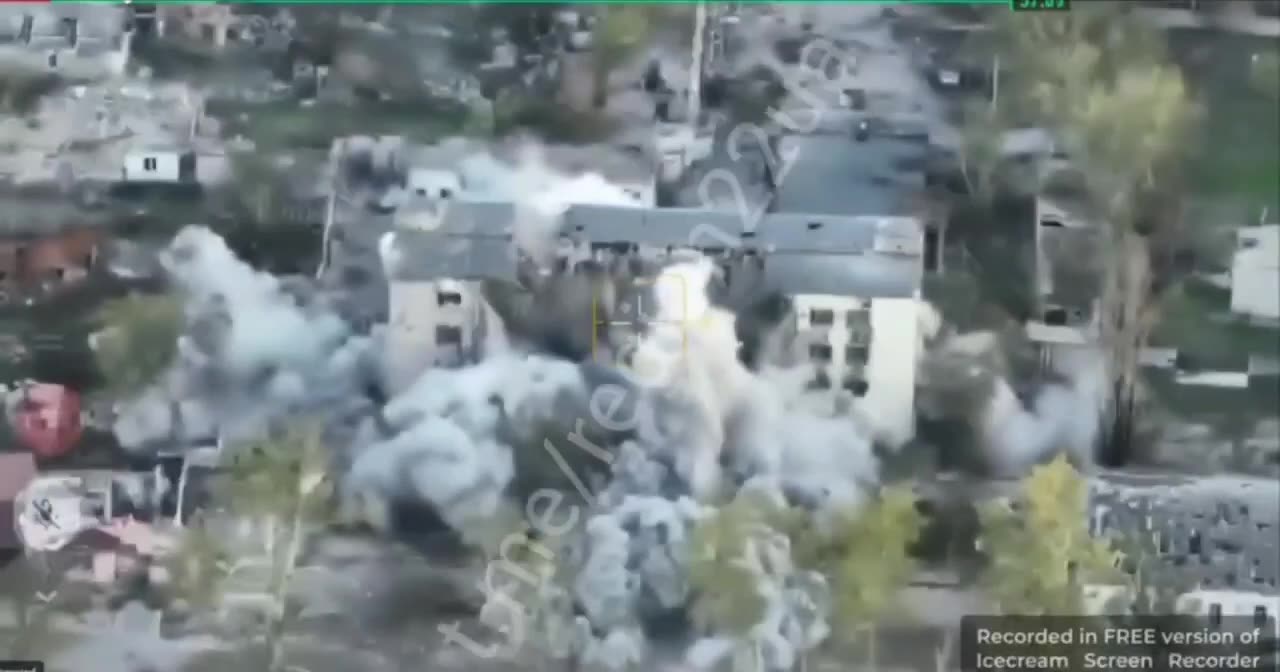 The police building where the Russian observation post was located in occupied Oleshky