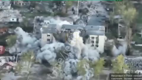 The police building where the Russian observation post was located in occupied Oleshky
