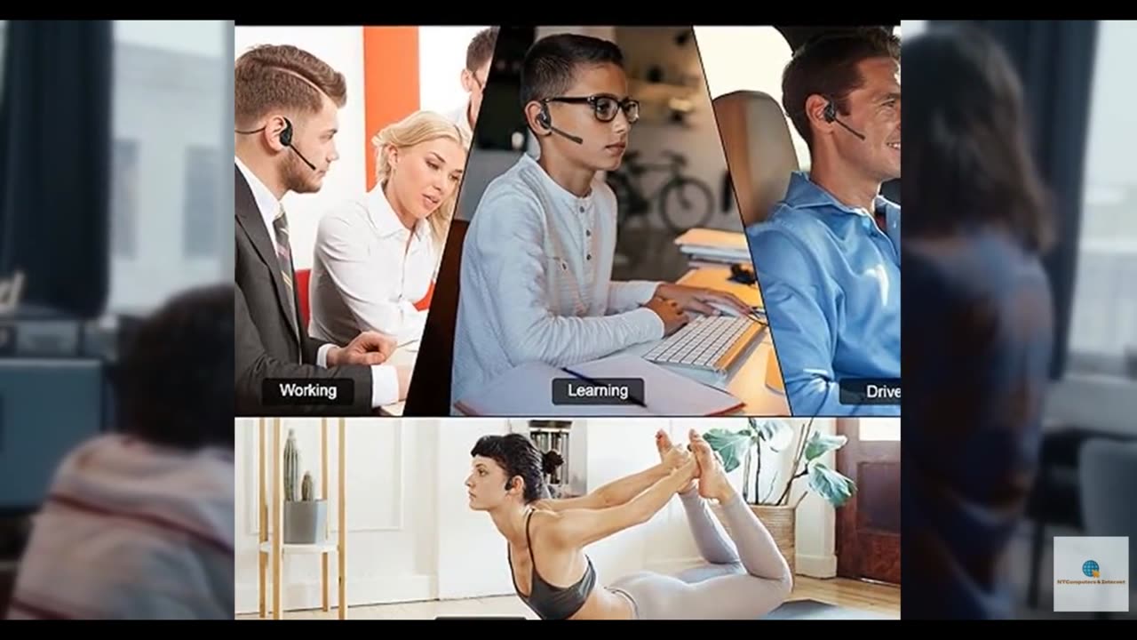 iDIGMALL Bluetooth 5.3 Headset with Microphone, Open Ear Headphones w/Noise Canc