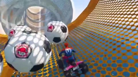 GTA V Epic New Stunt Race For Car Raching Challenge Boats Car Motorcycle With All Super Heroes