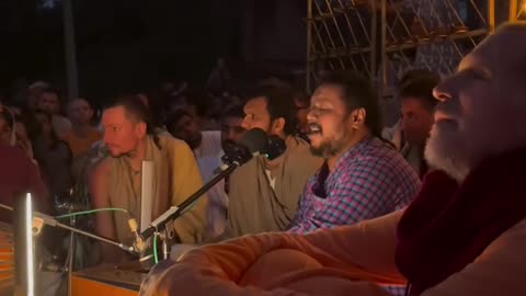 Kirtan gathering at Surabhi Kunda in Vrindavan, India November 2025