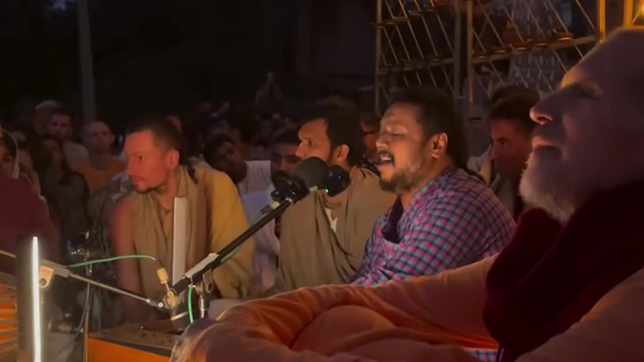 Kirtan gathering at Surabhi Kunda in Vrindavan, India November 2025