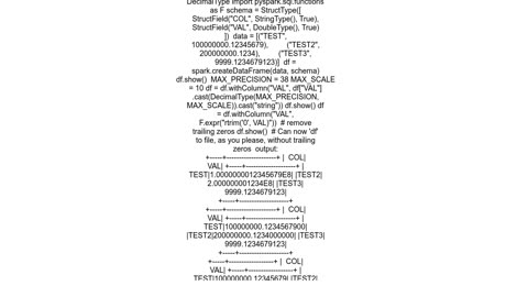 How to load big double numbers in a PySpark DataFrame and persist it back without changing the nume