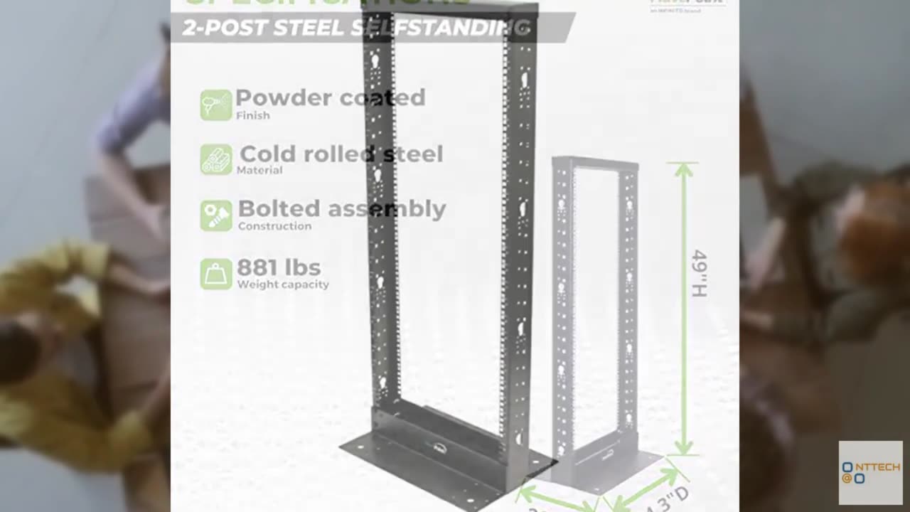 NavePoint 25U 2 Post Open Frame Server Rack for 19 Inch Equipment, AV, Networkin