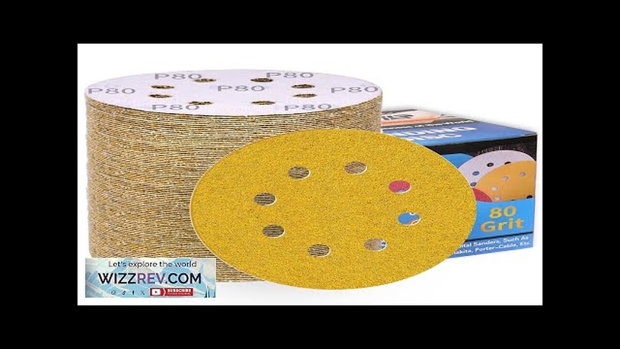 100Pcs Sanding Discs 5 Inch 8 Hole 80-Grit Hook and Loop Sandpaper Review