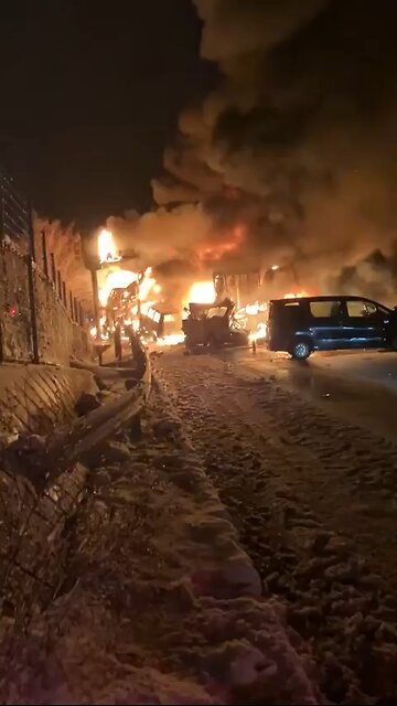 Major accident involving 15 vehicles ignites blaze in Japan