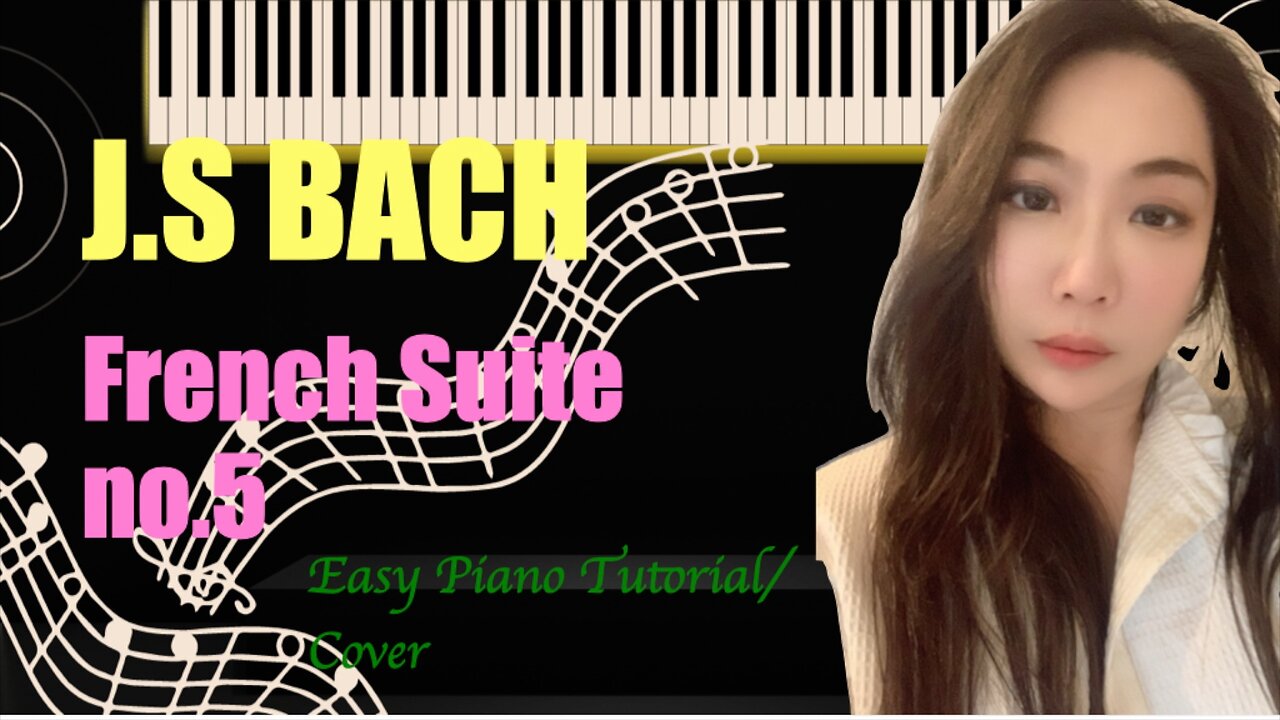 Bach French Suite No 5 in G major Allemande PIANO Easy Slow Tutorial