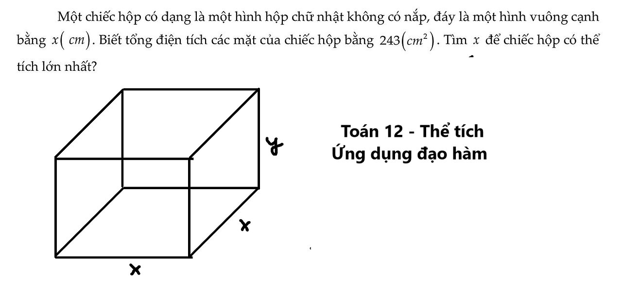 Sở Vĩnh Phúc: Một chiếc hộp có dạng là một hình hộp chữ nhật không có nắp, đáy là một hình vuông