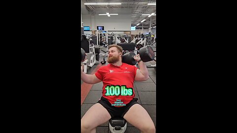 100lbs Seated DB Overhead Press (Heavy) | #fitness #shorts #shoulderworkout 💪