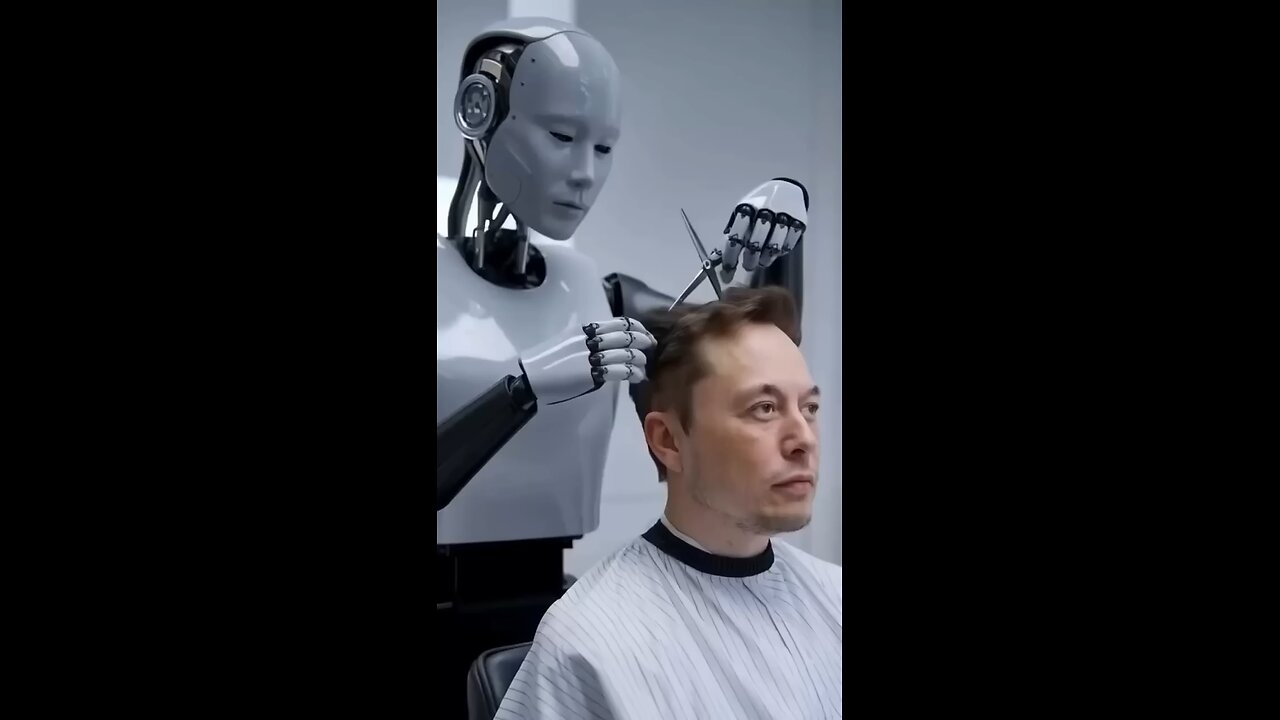 Elon musk hair cutting by Robot