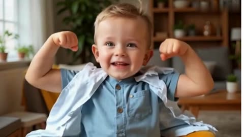 Baby Showoff his Muscles