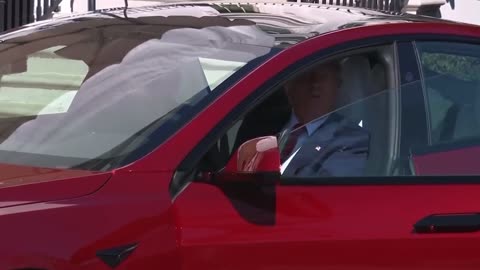 President Trump sits in Tesla - "You Think Biden Could Get Into That Car? I Don't Think So"