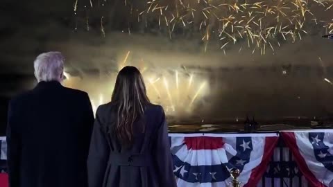 President Donald Trump and Melania Trump admire a spectacular firework display Virginia.