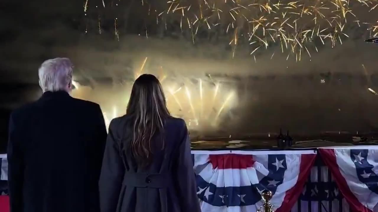 President Donald Trump and Melania Trump admire a spectacular firework display Virginia.