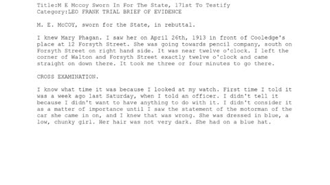 M. E. McCoy — Sworn in for the State — 171st Witness to Testify
