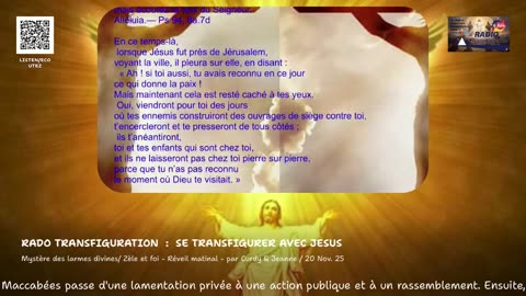 Mystère des larmes divines/ Zèle et foi - Réveil matinal - par Curdy & Jeanne / 20 Nov. 25