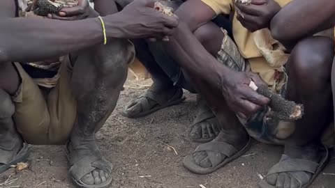 Hadzabe Tribe Enjoy Smile Meat..