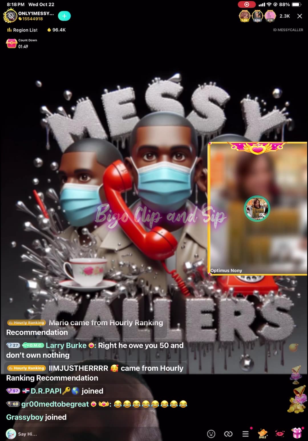 MessyCaller live talking about pic of Dot then Nony n Pork Roll get into it 10/22/25 #bigoclipandsip