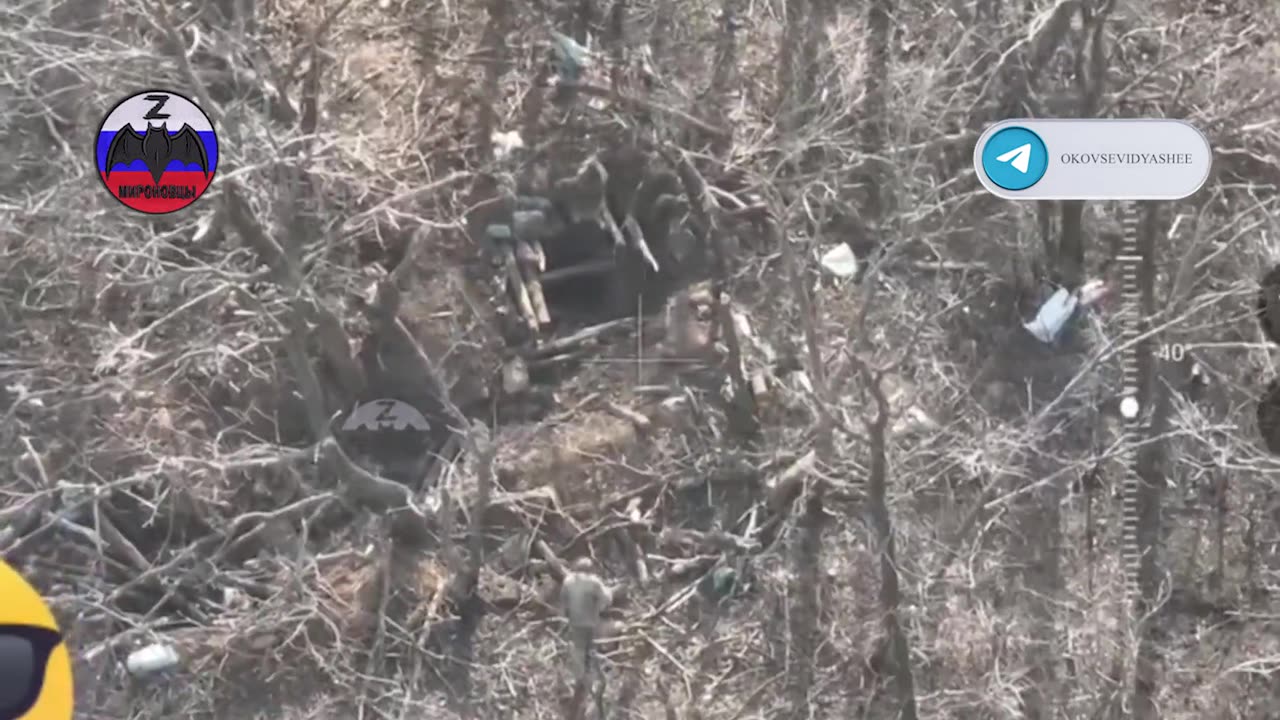 Russian assault on a Ukrainian dugout with drones and infantry