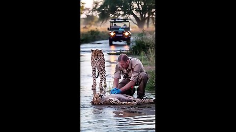 A Cheetah Cub Clings to Life After Being Saved from Drowning by Rescuers